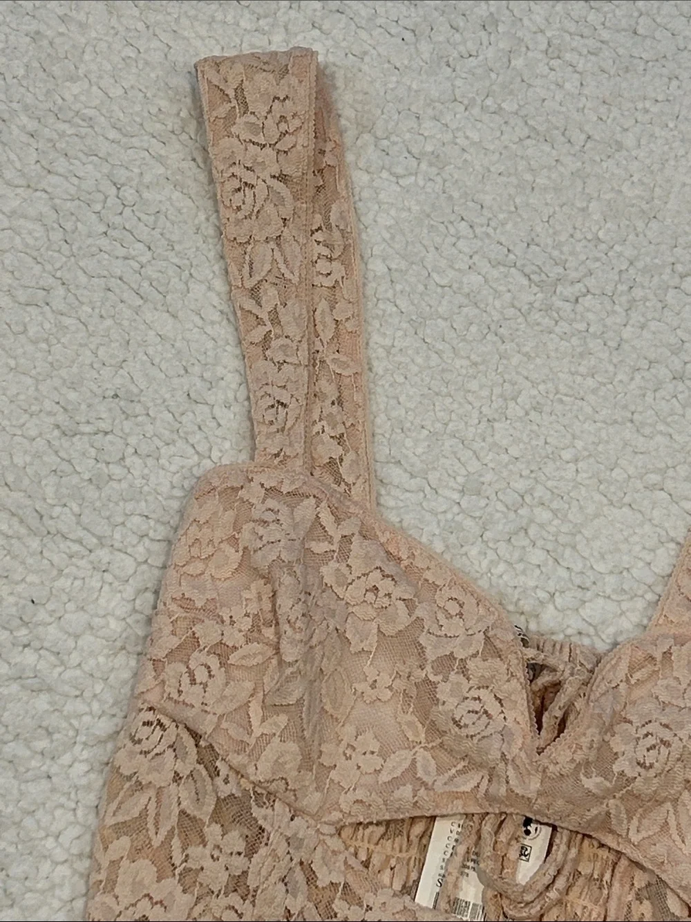 Free People Intimately Strike A Pose Lace Bodysuit size Small Peach Dust